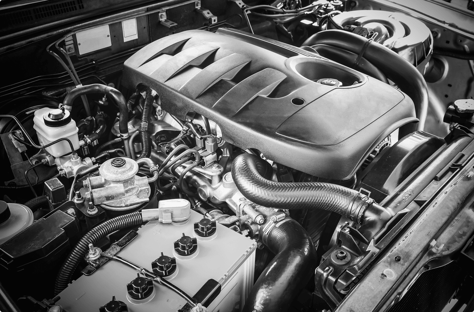 Detailed view of a car engine